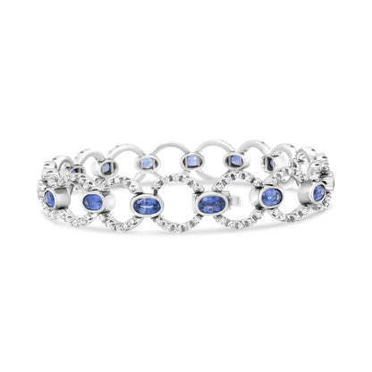 18K White Gold Diamond & Sapphire Circle Bracelet - Solstik