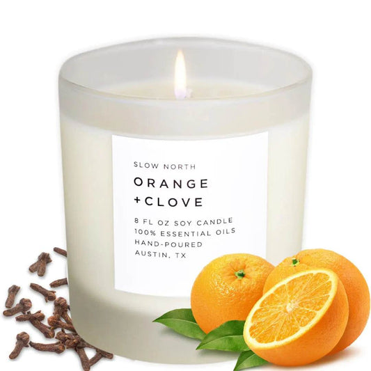 Slow North Orange Clove Soy Candle - Eco Essential Oil Blend (8 oz) - Solstik #