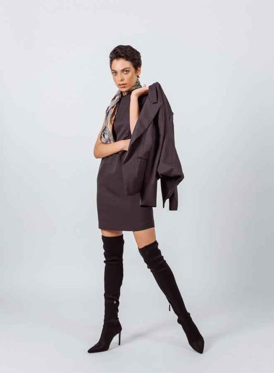 Luxe Charcoal Blazer – Women’s Tailored Office Jacket