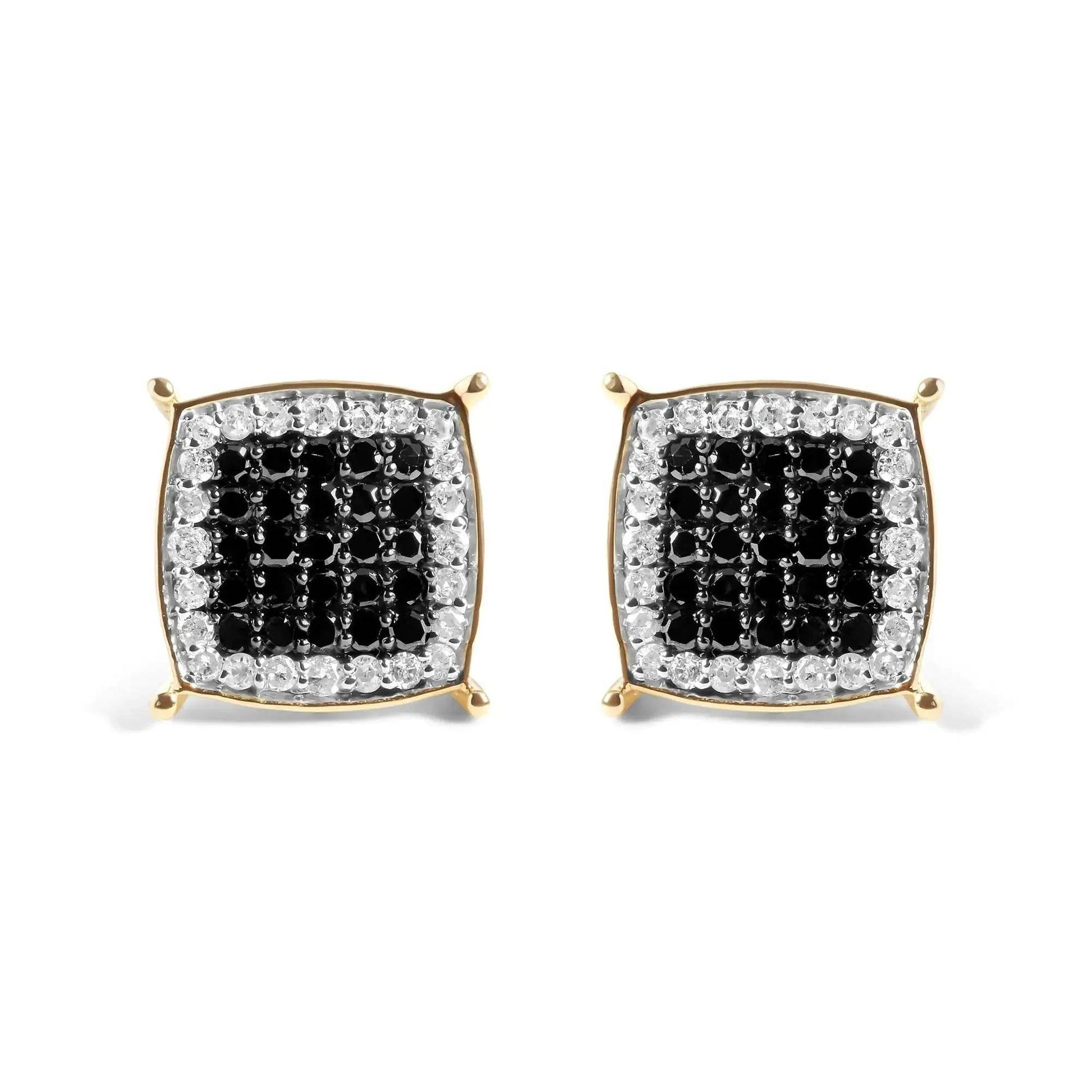 Men's 10K Gold Black & White Diamond Earring - 1/2 Cttw - Solstik