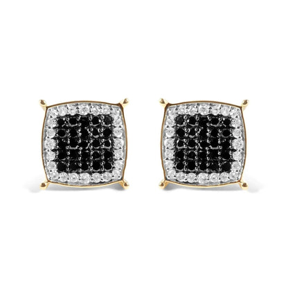 Men's 10K Gold Black & White Diamond Earring - 1/2 Cttw - Solstik