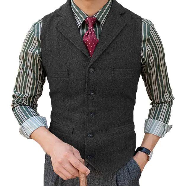 Organic Cotton & Wool Slim Fit Men's Business Vest - Solstik