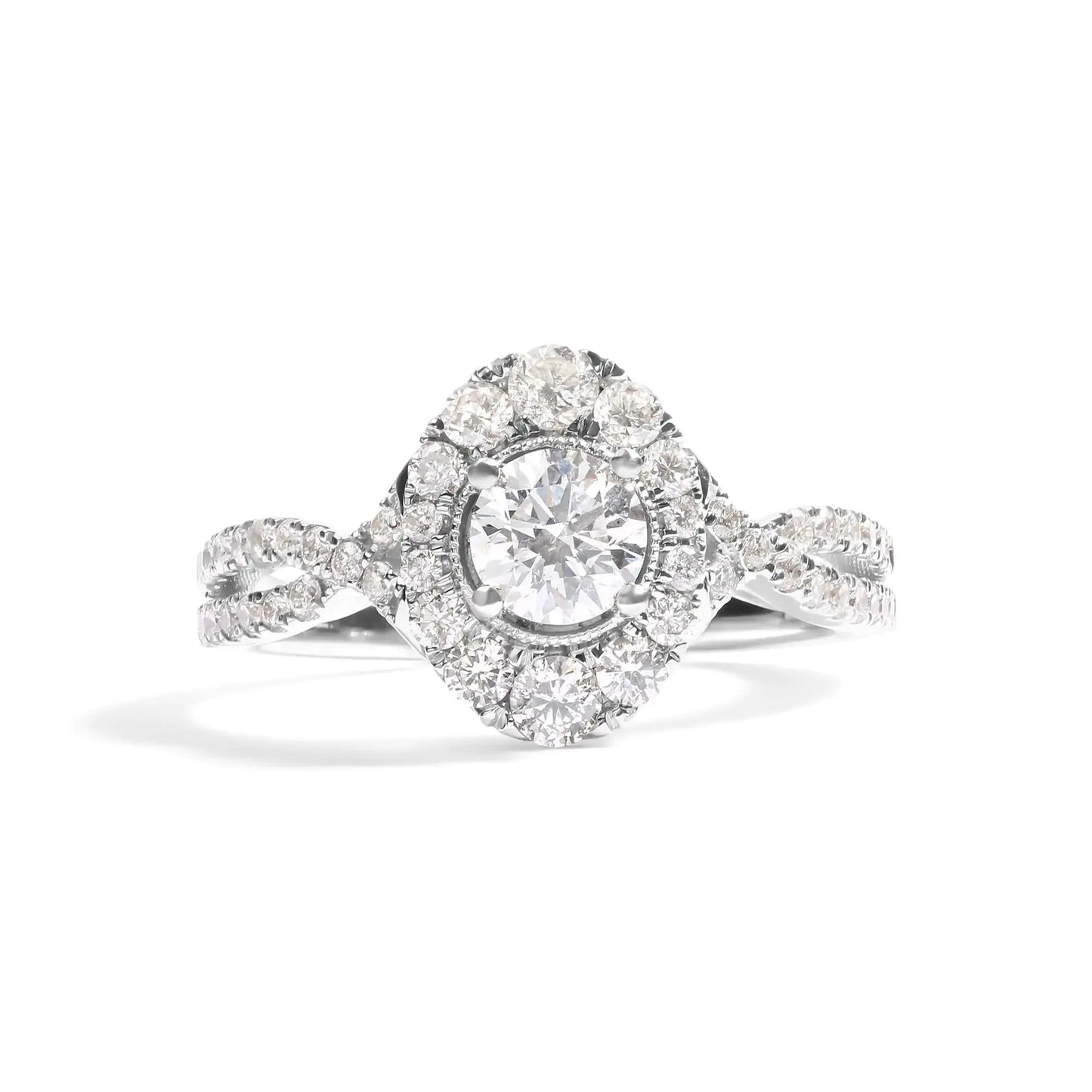 GIA 14K White Gold 1.2 CTW Diamond Halo Engagement Ring - Solstik