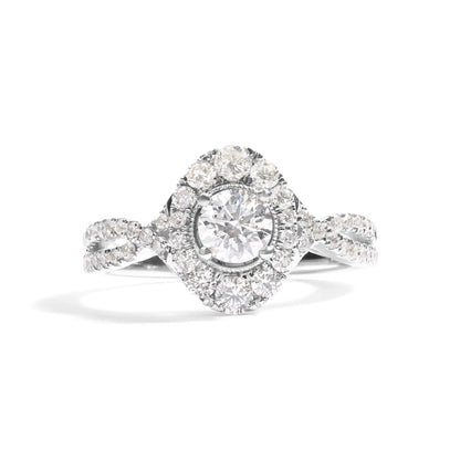 GIA 14K White Gold 1.2 CTW Diamond Halo Engagement Ring - Solstik