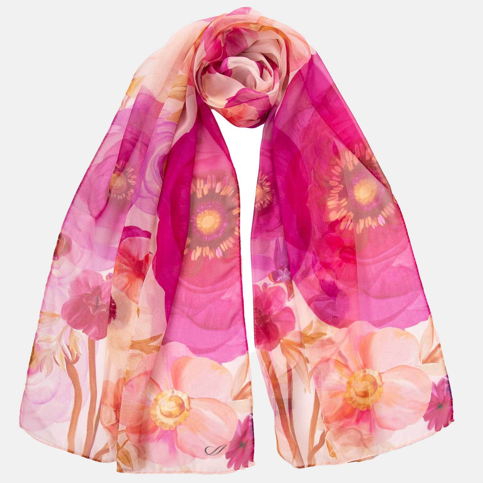 Campo de' Fiori - Long Silk Scarf - Pink - Solstik