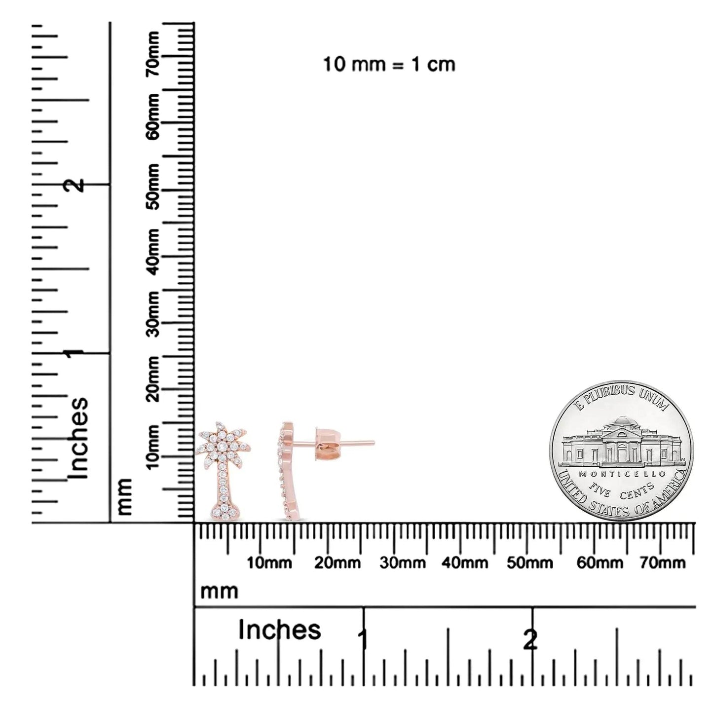 10K Rose Gold Diamond Palm Tree Studs - Solstik