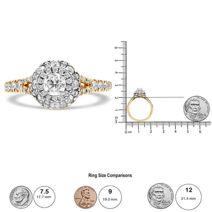 14K Dual Gold 1ct Diamond Halo Engagement Ring - Solstik