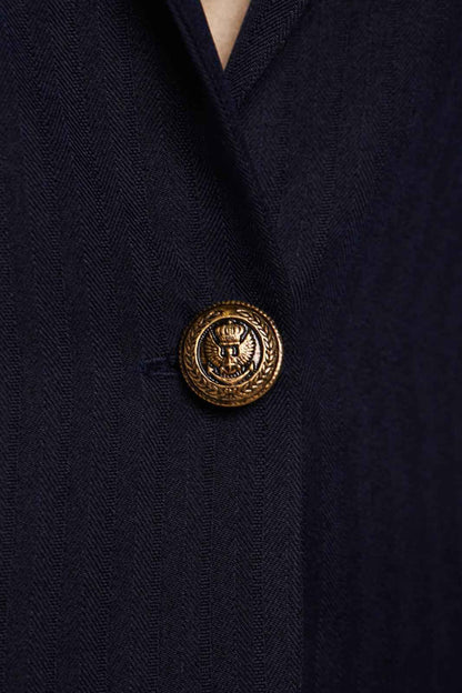 Navy Peak-Lapels Single-Breasted Blazer – Women’s Tailored Jacket
