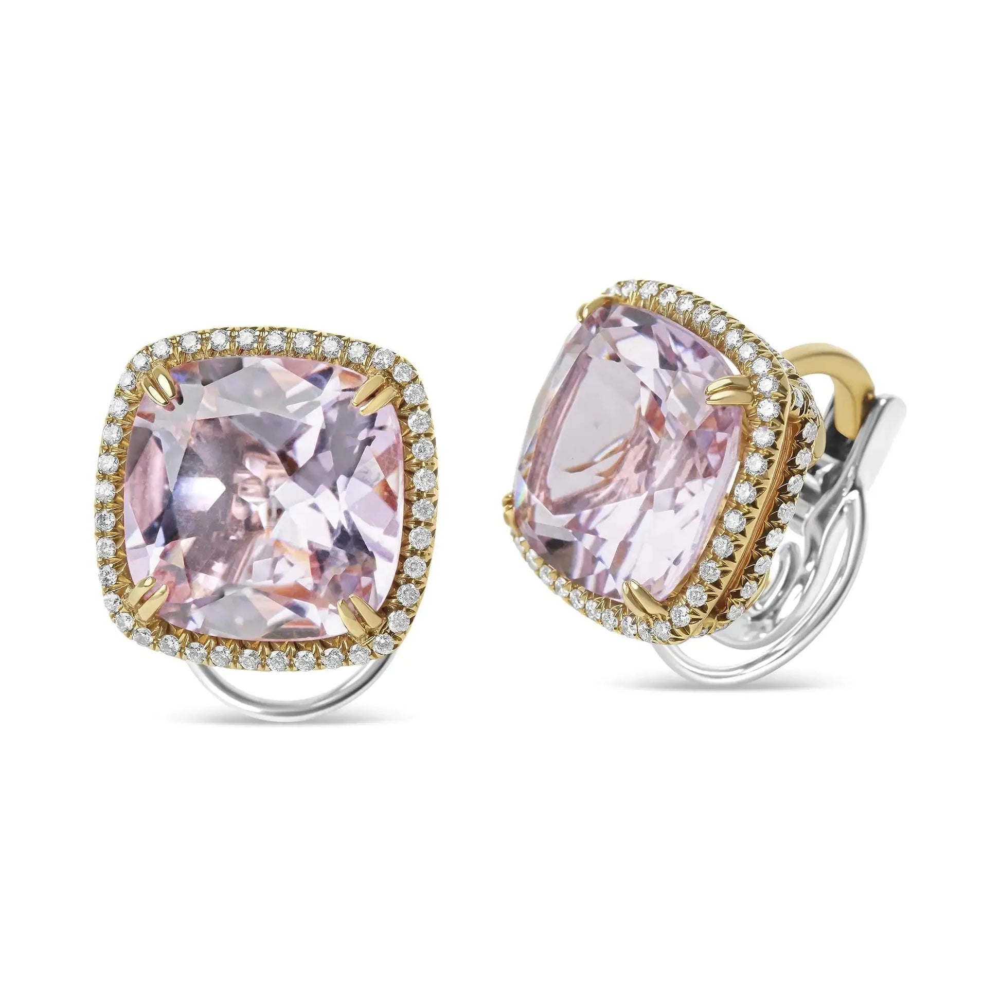 Dual-Tone 18K Gold Diamond & Pink Amethyst Studs - Solstik