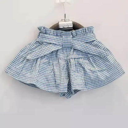 2024 Bow-Tee & Plaid Skirt Set for Girls - Solstik