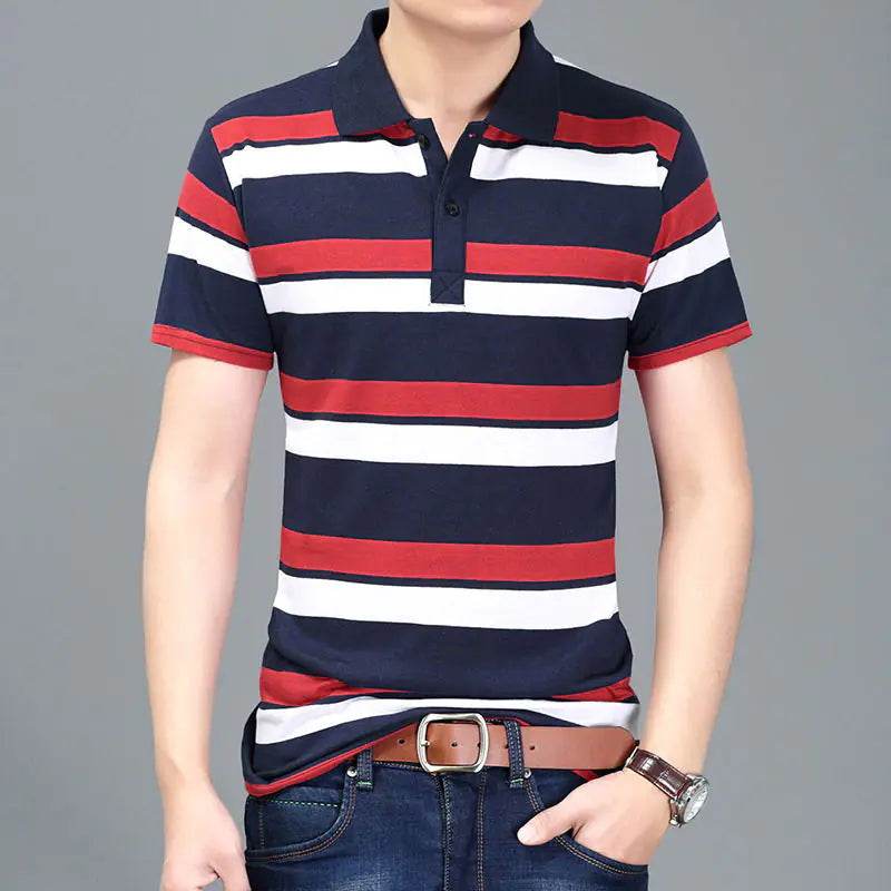 Men's Striped Cotton Polo Tee - Solstik
