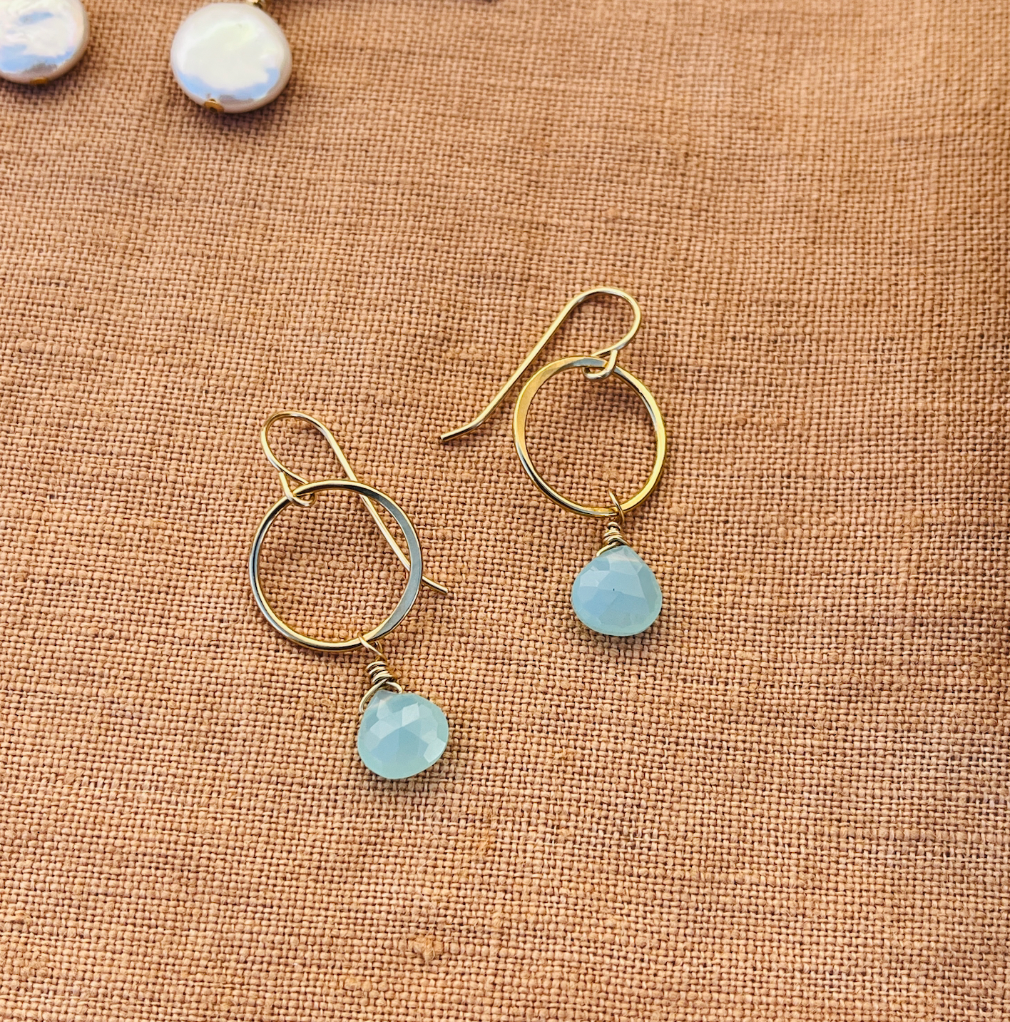 AQUA CHALCEDONY DAINTY EARRINGS