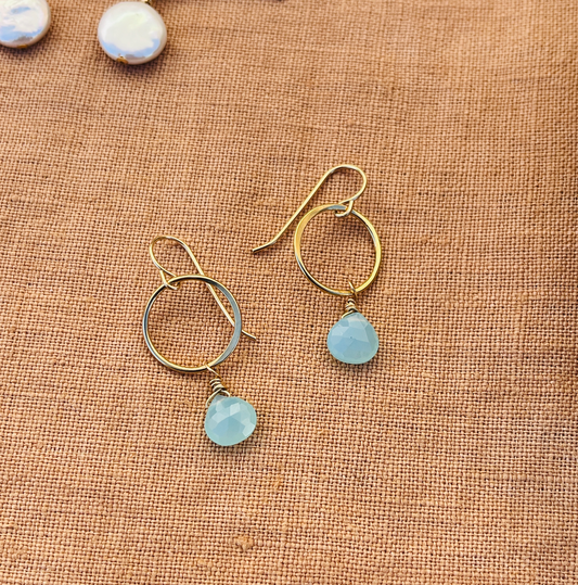 AQUA CHALCEDONY DAINTY EARRINGS