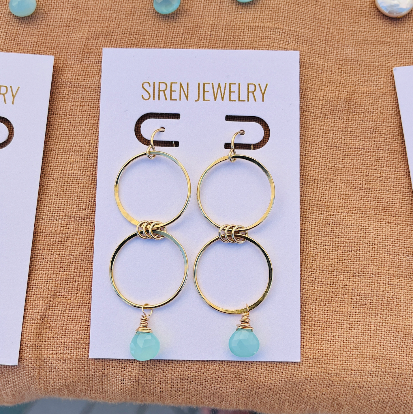 AQUA CHALCEDONY DOUBLE EARRINGS