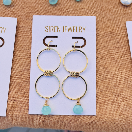 AQUA CHALCEDONY DOUBLE EARRINGS
