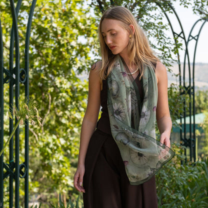 Botanica - Long Silk Scarf - Green - Solstik