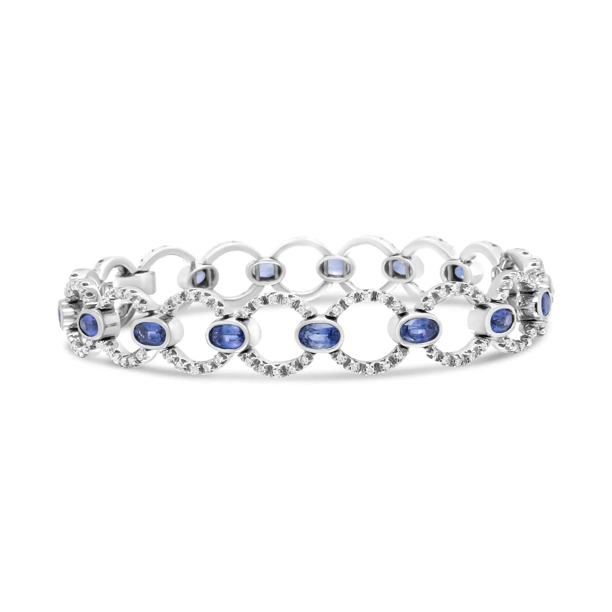 18K White Gold Diamond & Sapphire Circle Bracelet - Solstik