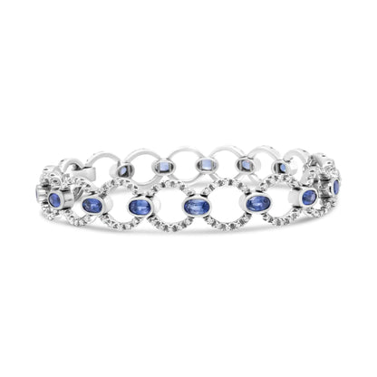 18K White Gold Diamond & Sapphire Circle Bracelet - Solstik