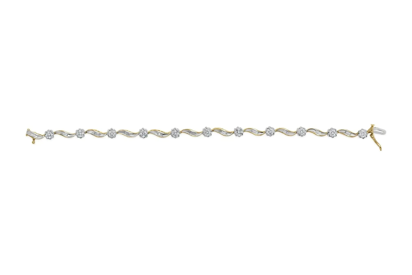 Two-Tone Gold Floral Diamond S-Link Bracelet - Solstik