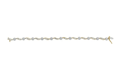 Two-Tone Gold Floral Diamond S-Link Bracelet - Solstik