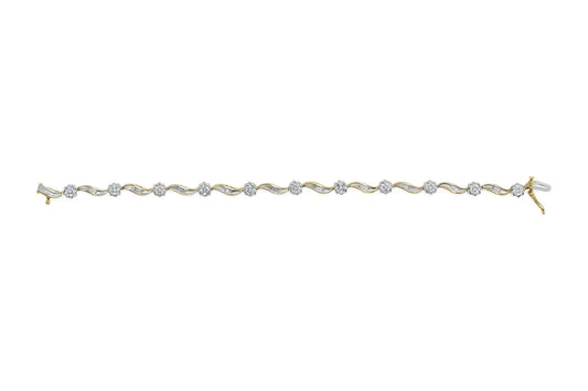 Two-Tone Gold Floral Diamond S-Link Bracelet - Solstik