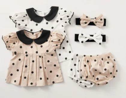 Elizabet Polka Dot Baby Girl Summer Outfit Set - Solstik #