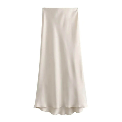 Ladies' Satin Midi Skirt - Solstik