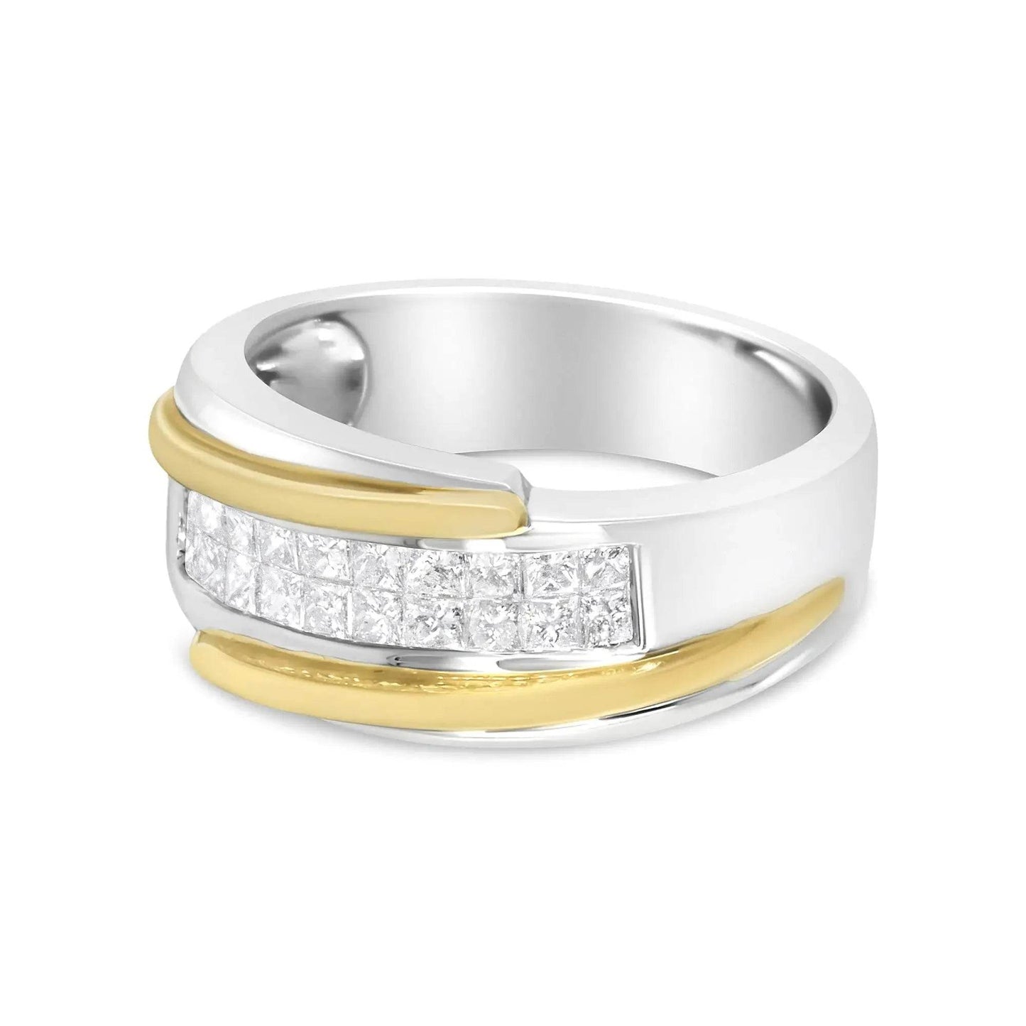 14K Gold 1ct Diamond Men's Luxury Band - Bicolor Design - Solstik