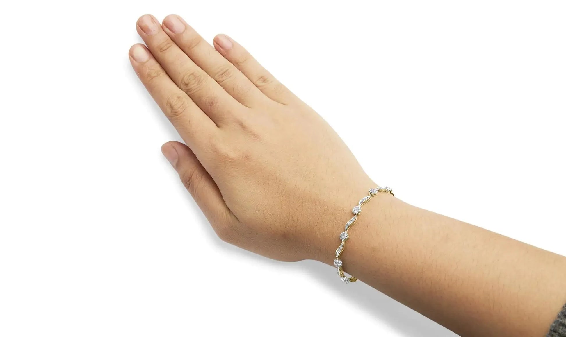 Two-Tone Gold Floral Diamond S-Link Bracelet - Solstik