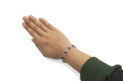 Sterling Silver Amethyst & Diamond Tennis Bracelet - 7 Inch - Solstik