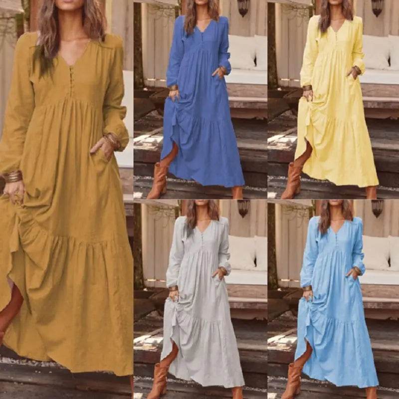 Chic Vintage Flowing Dress - Solstik