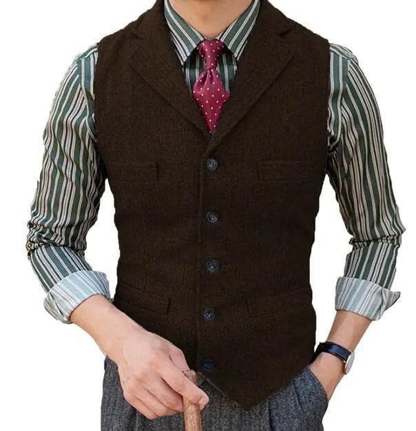 Organic Cotton & Wool Slim Fit Men's Business Vest - Solstik