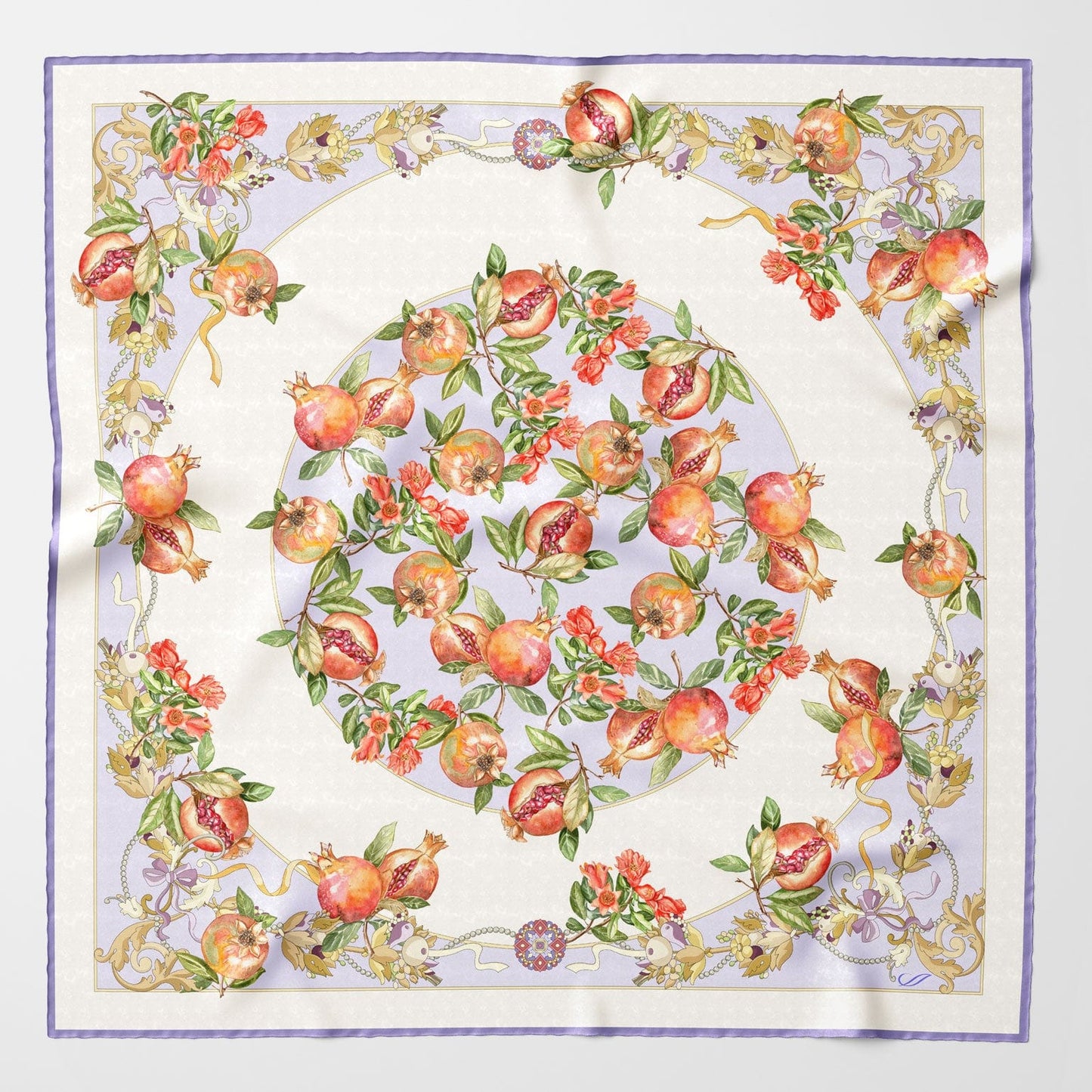 Melograno - Silk Foulard - Lavender - Solstik