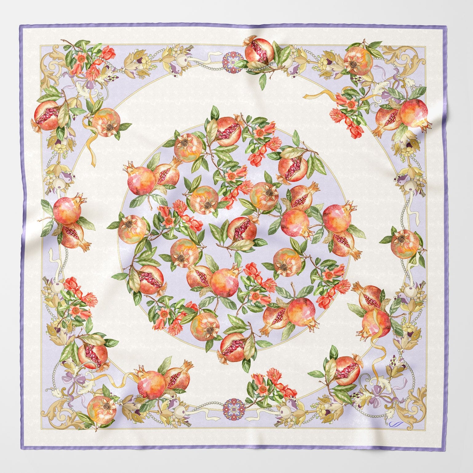 Melograno - Silk Foulard - Lavender - Solstik