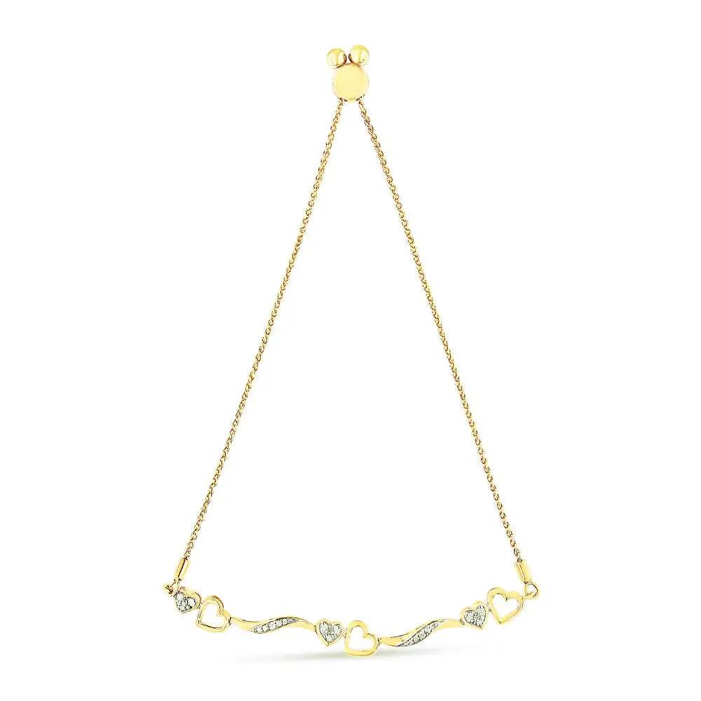 14K Gold Plated Silver Diamond Infinity Heart Bolo Bracelet - Solstik