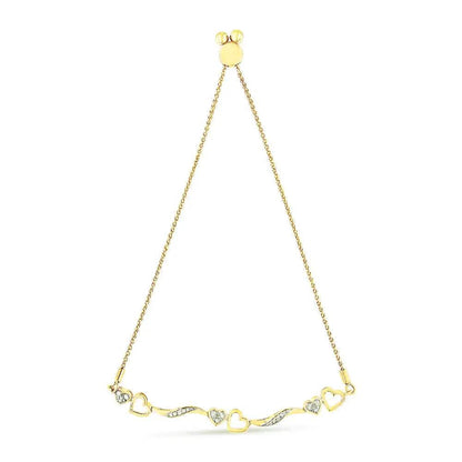 14K Gold Plated Silver Diamond Infinity Heart Bolo Bracelet - Solstik