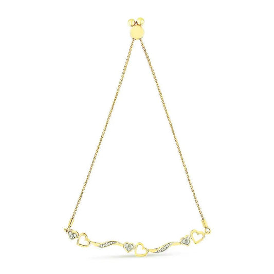 14K Gold Plated Silver Diamond Infinity Heart Bolo Bracelet - Solstik