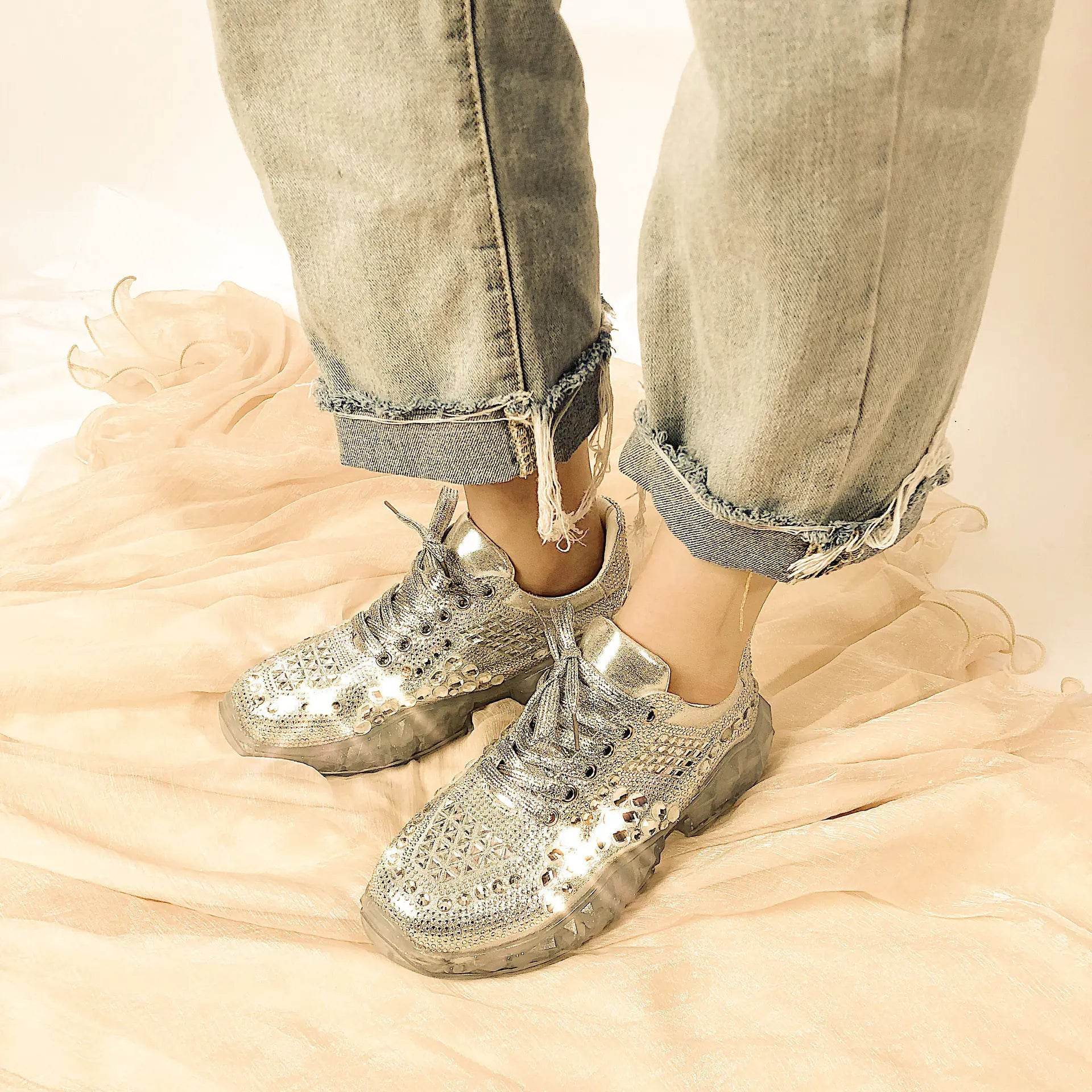 Chic Rhinestone Student Sneakers - Solstik