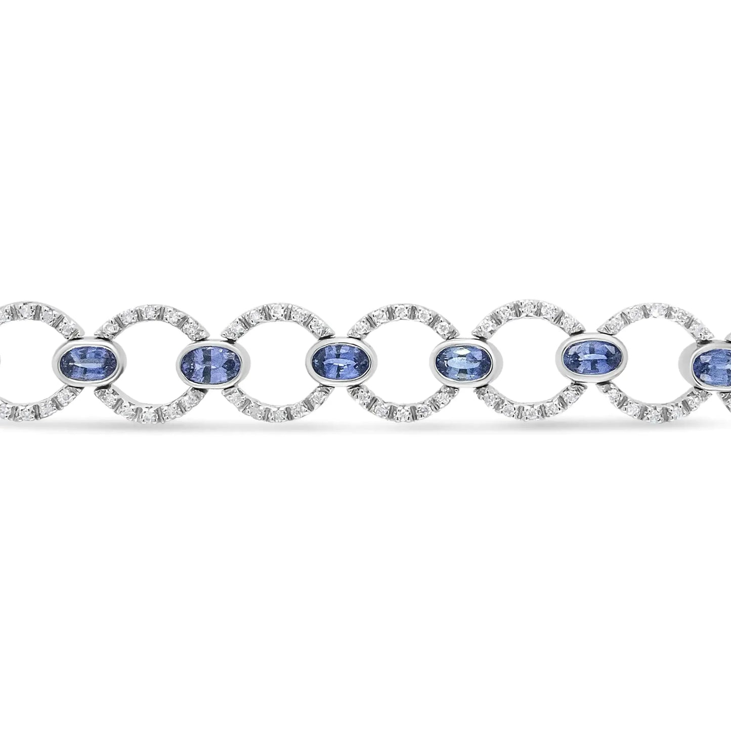18K White Gold Diamond & Sapphire Circle Bracelet - Solstik