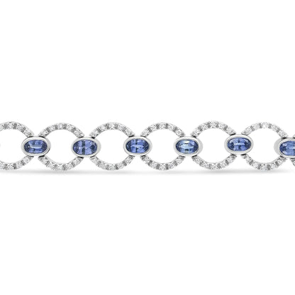 18K White Gold Diamond & Sapphire Circle Bracelet - Solstik