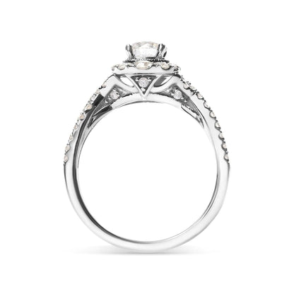 GIA 14K White Gold 1.2 CTW Diamond Halo Engagement Ring - Solstik