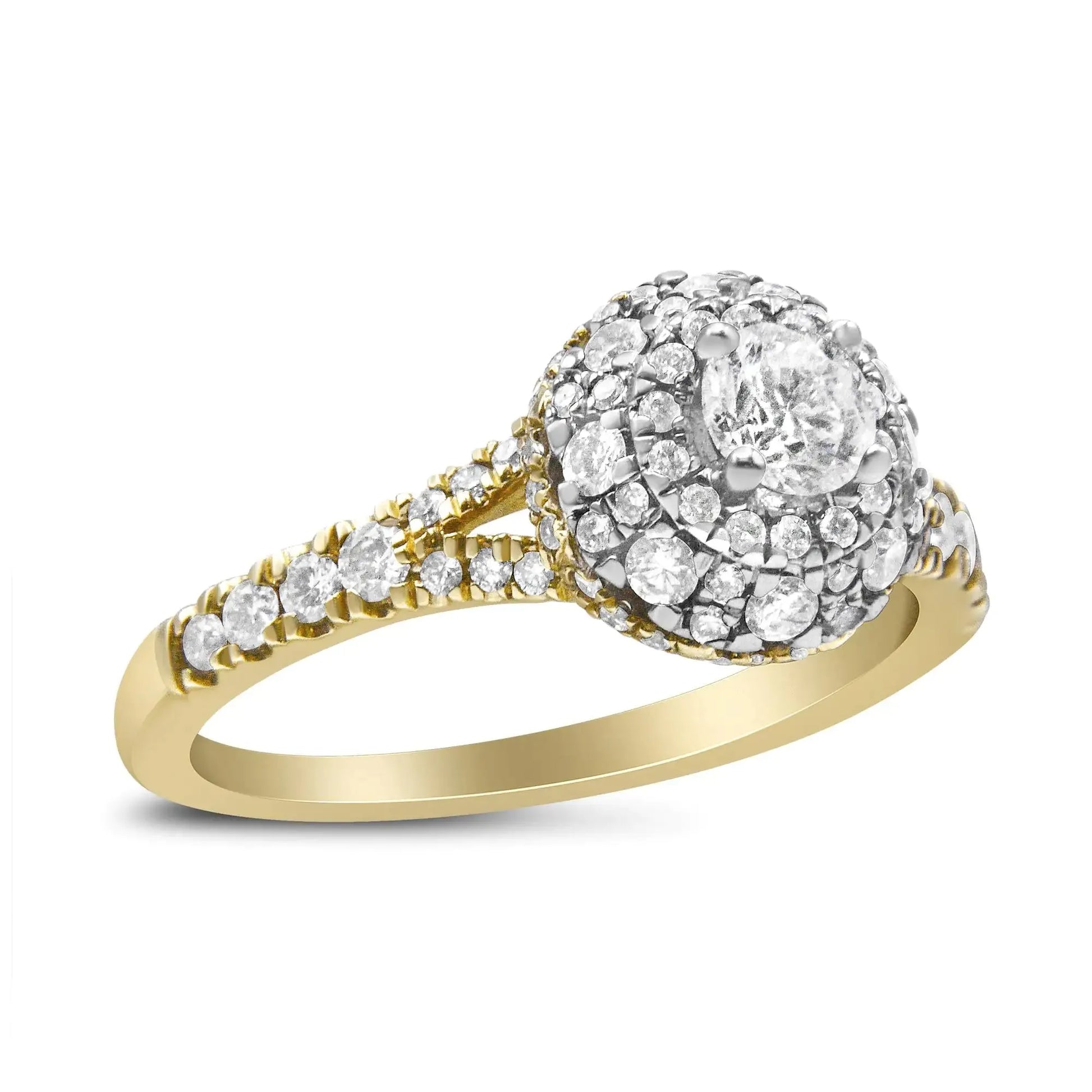 14K Dual Gold 1ct Diamond Halo Engagement Ring - Solstik