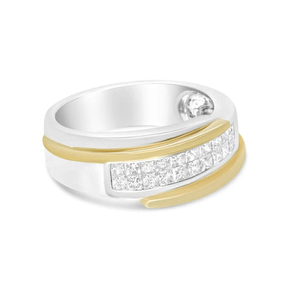 14K Gold 1ct Diamond Men's Luxury Band - Bicolor Design - Solstik