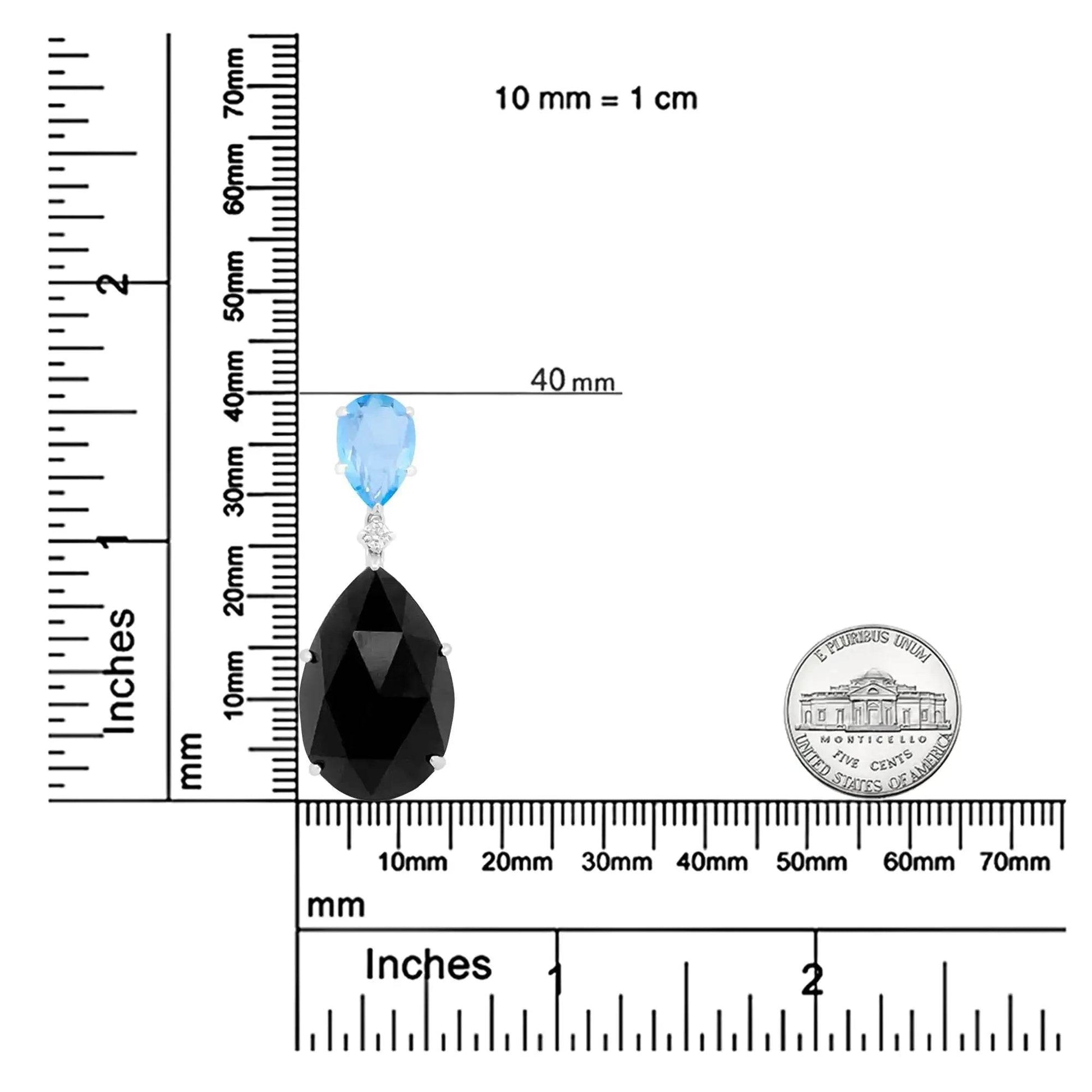 18K White Gold Diamond & Dual Gemstone Drop Necklace - Solstik