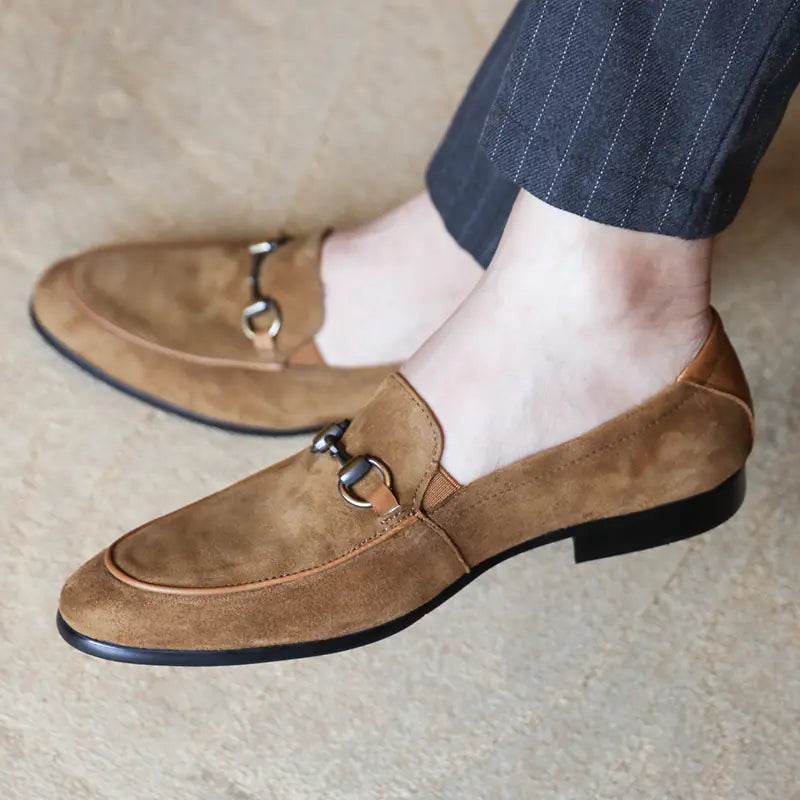 Men's Elegant Suede Horsebit Loafers - Solstik