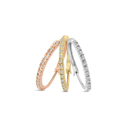 14K Three-Tone Gold Diamond Trio Hoop Earrings - 22 MM - Solstik