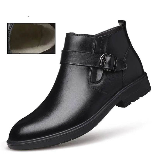 Plush Cowhide Men's Leather Business Boots - Solstik