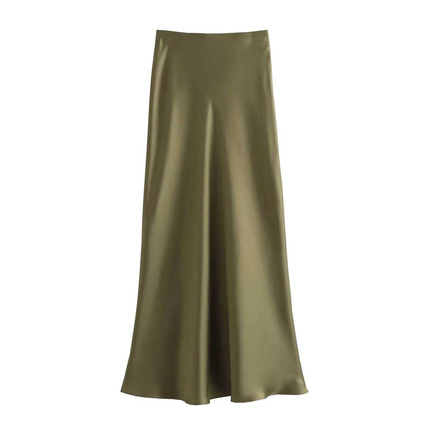 Ladies' Satin Midi Skirt - Solstik