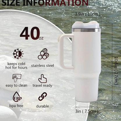40oz V2 large capacity tumbler, With Handle And Straw Lid, Insulated Reusable Stainless Steel Water Bottles Travel Mug Coffee Cup car cup water cup For Men Women Outdoor Camping Driving, gift - Solstik
