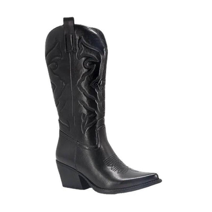 Vintage Women's Chunky Heel High Cowboy Boots - Solstik